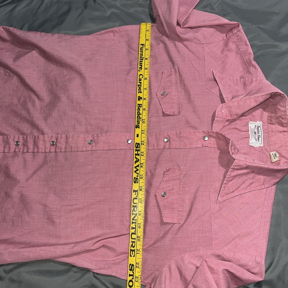 Vintage Border Town Western Wear Pearl Snap Button Up Shirt Long Tail Form Fit - Picture 9 of 10